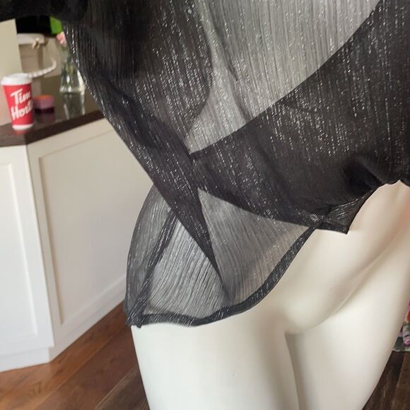 All Saints Hattie  Black blouse top xs sheer - Picture 10 of 10